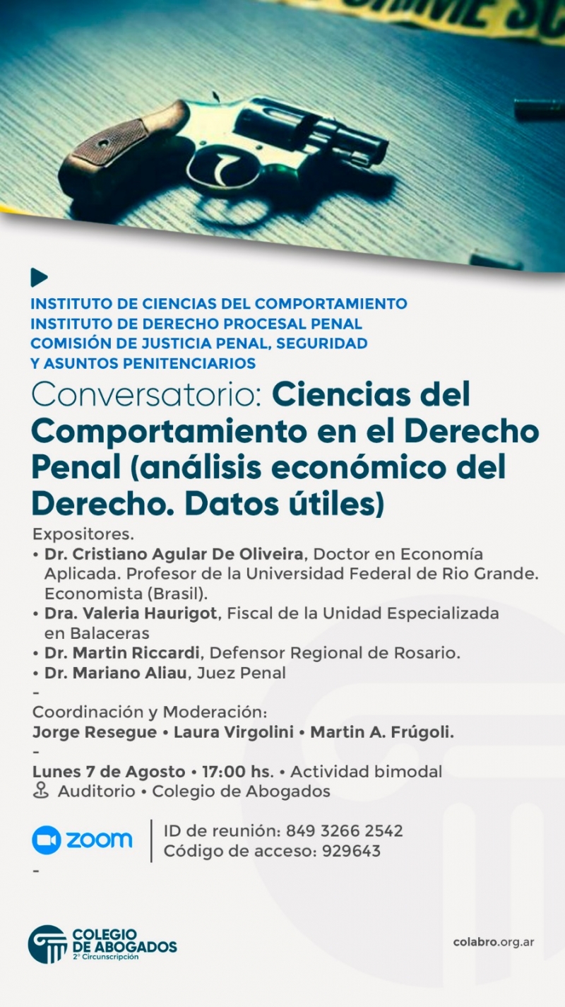 Conversatorio CIENCIAS DEL COMPORTAMIENTO EN EL DERECHO PENAL - 07/08/2023